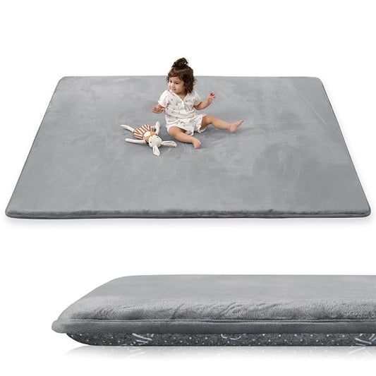 1.5" Thick Baby Play Mat for Floor 39x59 Soft Foam Mats, Dark Grey | Memory Mat for Baby to Play, Waterproof Easy Care with Non-Slip Tummy Time Play Mat for Nursery Playroom Classroom
