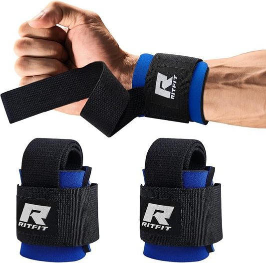 RitFit Wrist Wraps with Neoprene Padding for Weightlifting | 6.55mm Thick, Anti-Slip Dual-Purpose Support and Lifting Strap, Bodybuilding MMA Powerlifting, Deadlifts Pull Ups