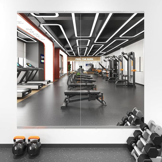 LOAAO Home Gym Mirror 54"x30", 2 PCS | Gym Mirrors for Wall, Frameless, Tempered Glass, Large Workout Mirrors for Home Gym, Dance Studio, Yoga Room, Garage Gym