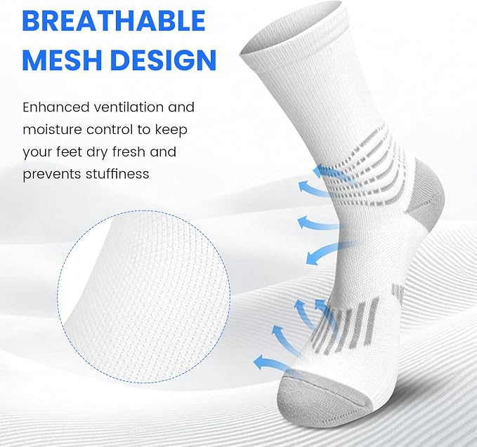 IRAMY Crew Compression Socks for Women Men with Ankle Arch Support Plantar Fasciitis Relief 3/6 Pairs