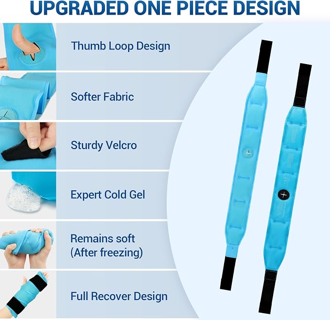 Comfytemp 33" Full Hand Wrist Ice Pack Wrap for Carpal Tunnel Relief | FSA Eligible HSA, Wrist Brace Reusable Compression for Computer Overuse Injuries, Arthritis, Cold Hot Therapy Recovery Item