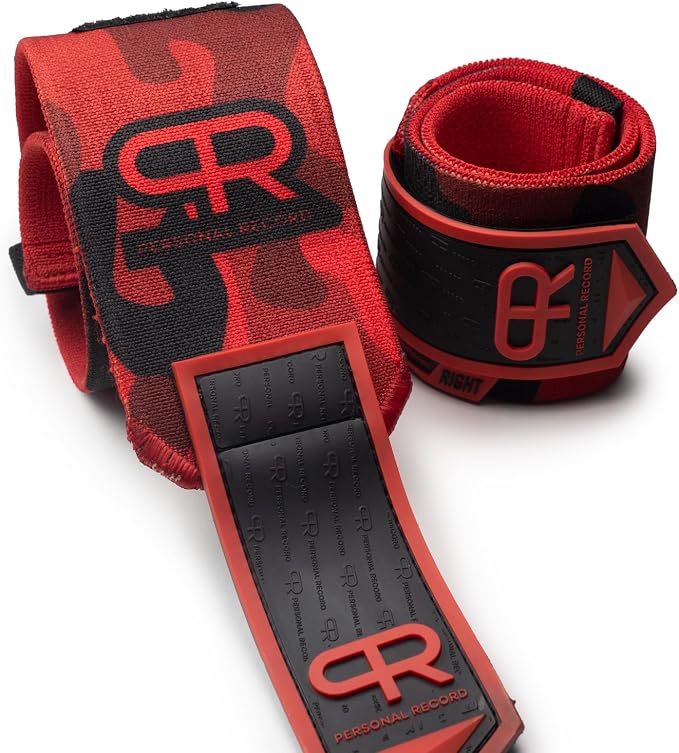 PR Personal Record Heavy Duty Premium Wrist Wraps, More Elasticity, Reinforced Stitching, Extra Wide Strap, Strong Thumb Loop, Larry Wheels Weightlifting Wraps