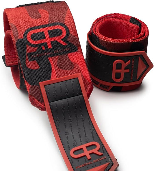PR Personal Record Heavy Duty Premium Wrist Wraps, More Elasticity, Reinforced Stitching, Extra Wide Strap, Strong Thumb Loop, Larry Wheels Weightlifting Wraps