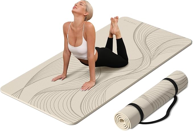 PAIDU Large Yoga Mat 72"x36"x10mm Non-Slip Exercise Mat for Home Gym Studio | Extra wide & thick non-slip yoga mat, works on all floors, ideal for stretching, yoga studio, gym and home workouts