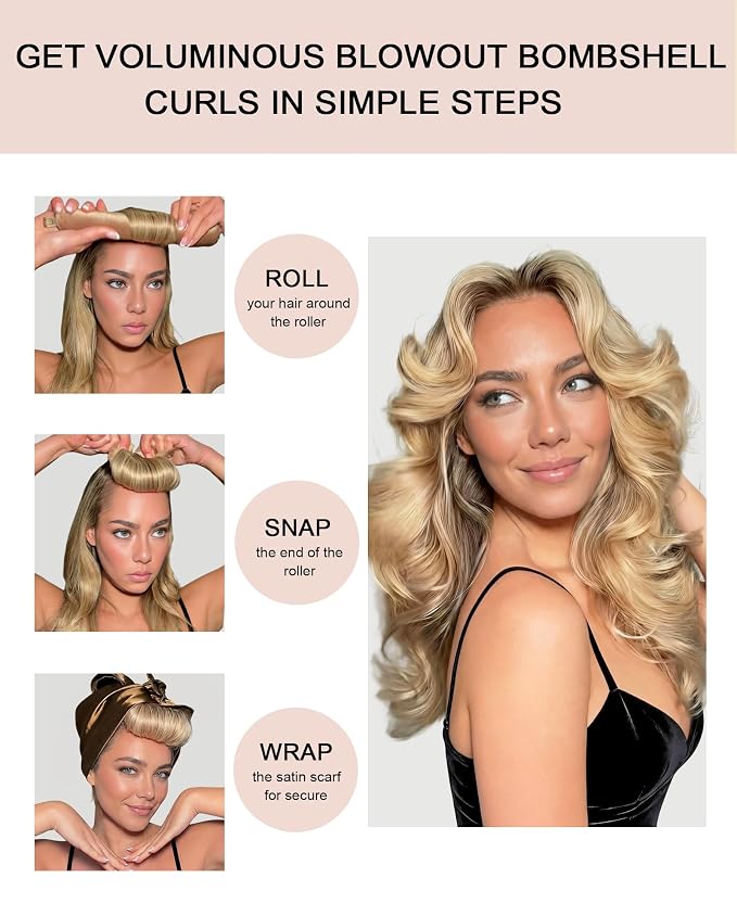 Classic Heatless Curls Overnight Rods - Upgraded Directional Grip Velvet Heatless Hair Curler to Sleep in No Heat Heatless Curling Flexi Rods Foam Hair Rollers for Blowout Look Medium & Long Hair
