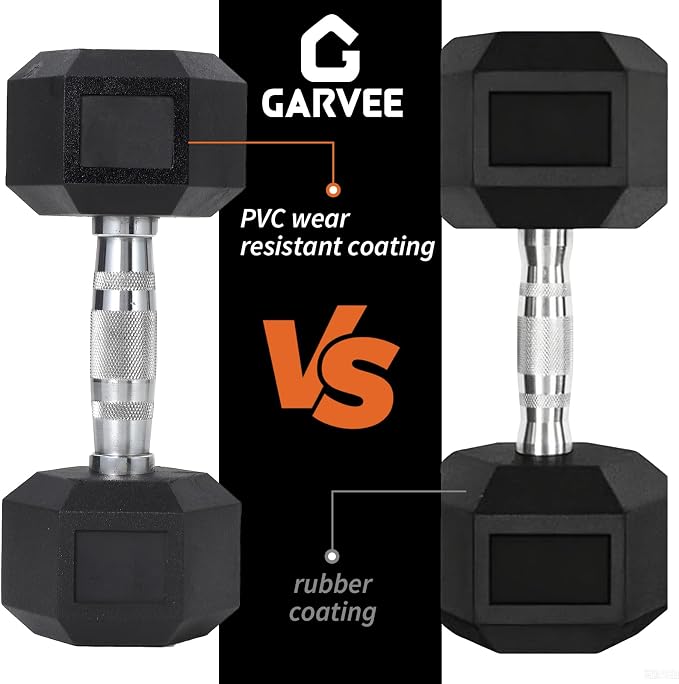 Hex Dumbbells Set for Home Gym – PVC/PEV Coated, Anti-Roll Design, Non-Slip Grip, Cast Iron Core – Versatile Strength Training Weights, 100LB Total (25LB×2+30LB×2)