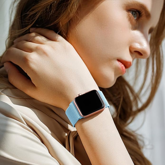 Lerobo Braided Band Compatible with Apple Watch Series 11 10 9 8 7 46mm 45mm 41mm Ultra SE 3 2 1 49mm Series 6 5 4 3 44mm 40mm 38mm 42mm Men iWatch Bands Women Stretchy Nylon Solo Loop Sport Strap