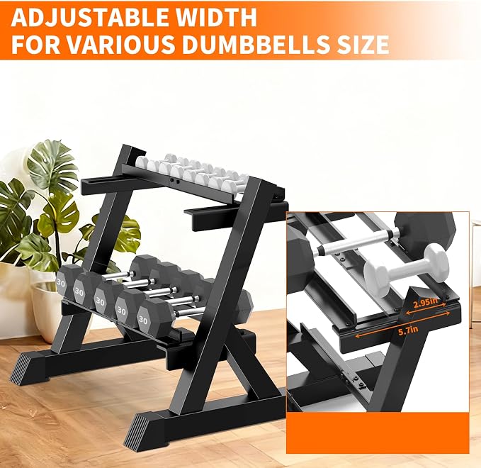 TomCare 6-Tier|5-Tier|4-Tier|2-Tier Dumbbell Rack Stand Only for Home Gym | Stable A-Frame, Fits 5–35 lb Dumbbells, Protective Padded Cradles, Adjustable Feet, Easy-Carry Handle (Stand Only)