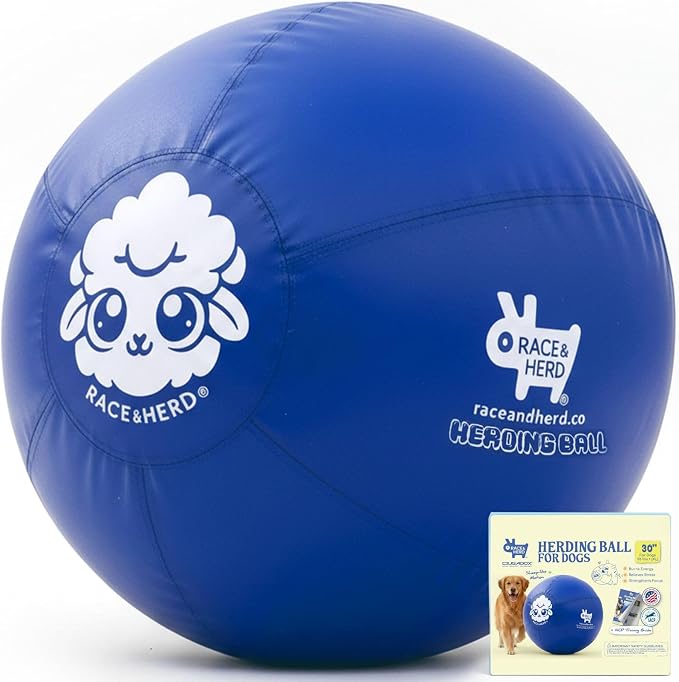 Race&Herd 30" Original Herding Ball for Dogs — Balls for Dog Toys (Ocean) | XLarge Herding Ball for Golden Retriever, German Shepherd, Labradors & Boxer, Instinct-Driven Outdoor Exercise