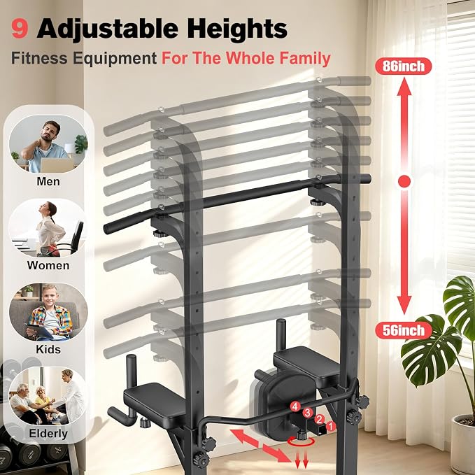 RELIFE REBUILD YOUR LIFE Power Tower Pull Up Bar Station Workout Dip Station for Home Gym Strength Training Fitness Equipment