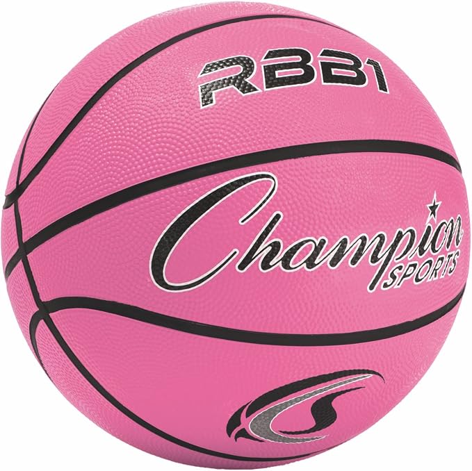 Champion Sports Rubber Basketballs – Durable Indoor & Outdoor Training & Recreational Game Balls, Multiple Sizes & Colors