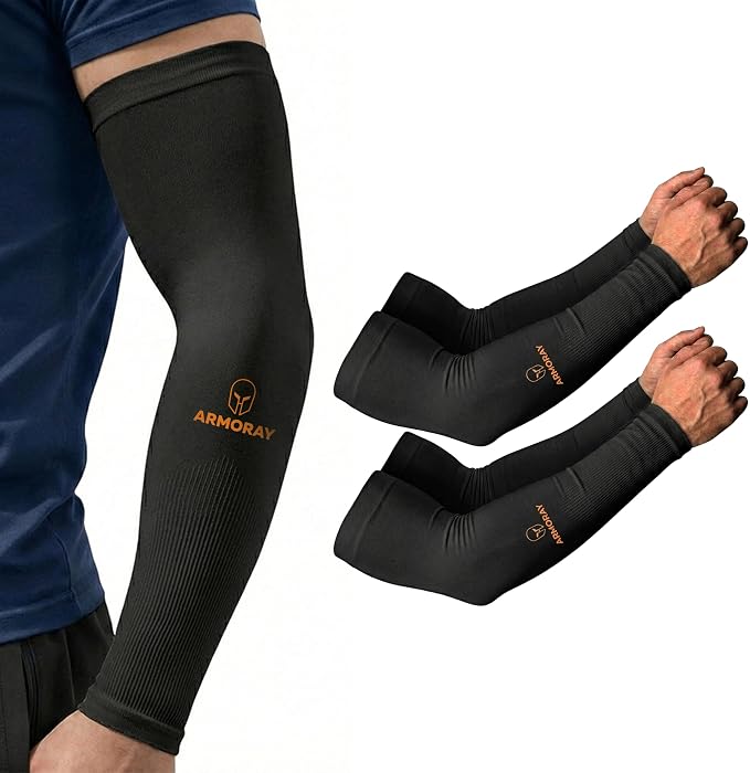 ARMORAY Arm Sleeves for Men and Women - UV Sun Protection Cooling Compression - Tattoo Cover Up Sleeve for Daily Wear & Work