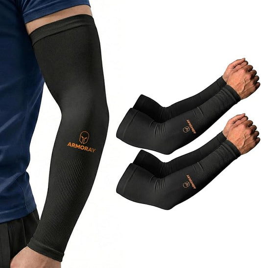 ARMORAY Arm Sleeves for Men and Women - UV Sun Protection Cooling Compression - Tattoo Cover Up Sleeve for Daily Wear & Work