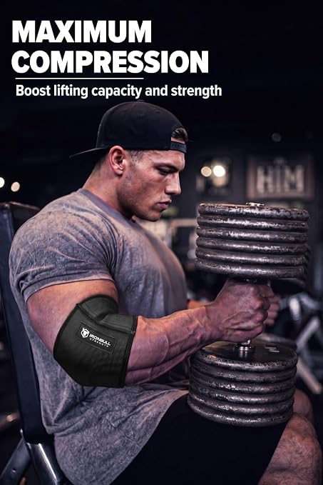 Iron Bull Strength Compression Elbow Sleeves for Lifting (Black, 12") - Maximum Compression for Bigger Bench Press PRs