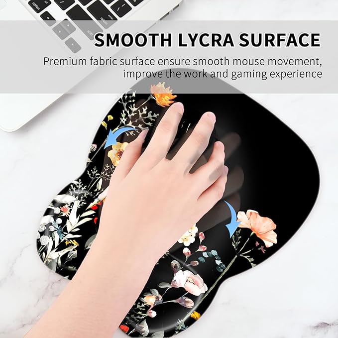 EooCoo Ergonomic Mouse Pad with Wrist Rest, Memory Foam Support Mousepad | Non-Slip Base for Computer, Cafe, Home & Office, 9.64 x 8.26 in Office Desk Accessories, Carpal Tunnel Relief