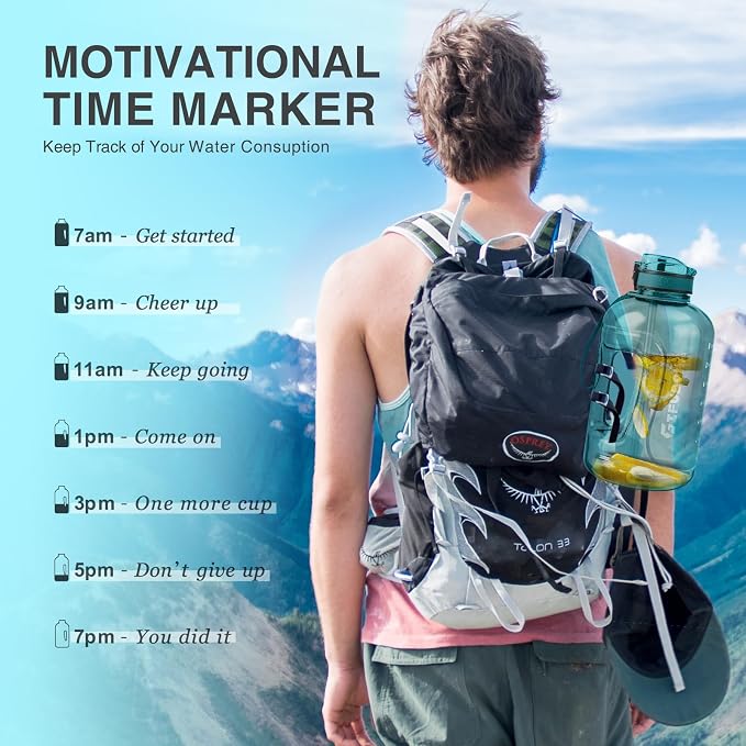 Water Bottle 3 Liter Large Drinking Bottle with Time Marker & Handle(1 PC) | 3L Motivational 0.8 Gallon Big Hydration Jug for Gym, Sports, Outdoor