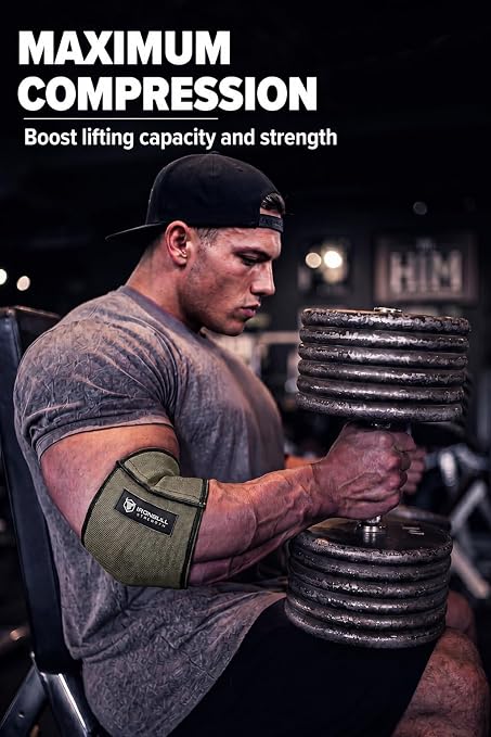 Iron Bull Strength Compression Elbow Sleeves for Lifting (Green, 13") - Maximum Compression for Bigger Bench Press PRs