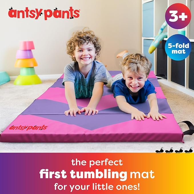 Antsy Pants Tumbling Mat for Kids – Gymnastics Mat, Easy to Clean, Sturdy, Foldable Tumbling Mats, Padded, Lightweight, Portable, Gymnastics Equipment for Active Play