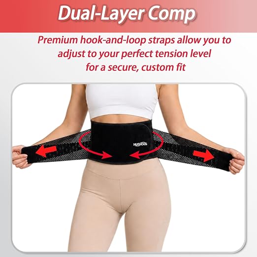 Adult Breath Lumbar Support Brace Dual Adjustable Straps Back Pain | Breathable Back Brace Dual Adjustable Straps Adult Lumbar Support for Sciatica Back Pain Relief,Blcak,33-41 In