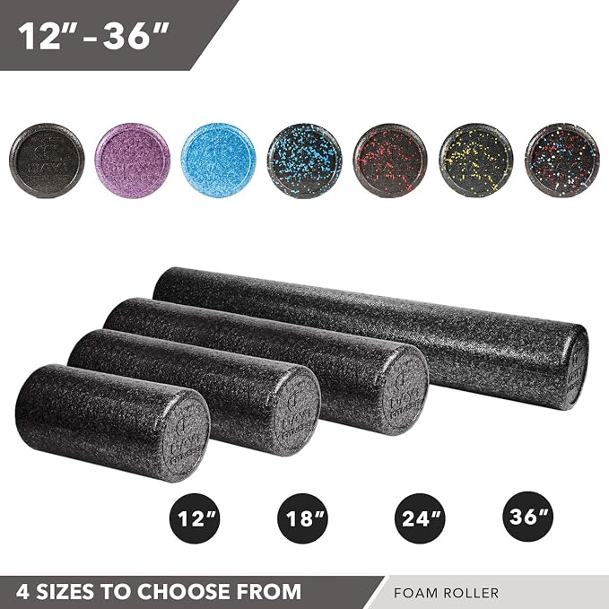 Day 1 Fitness High Density Muscle Foam Rollers - Sports Massage Rollers for Stretching, Physical Therapy, Deep Tissue, Myofascial Release - Ideal for Exercise and Pain Relief – Solid Purple, 18”