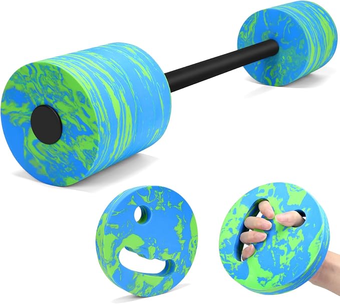 29.3’’Aquatic Exercise Equipment Swim Barbell High Density EVA Foam Pool Swim Dumbbell with Water Exercise Discs Aquatic Fitness Equipment for Adults