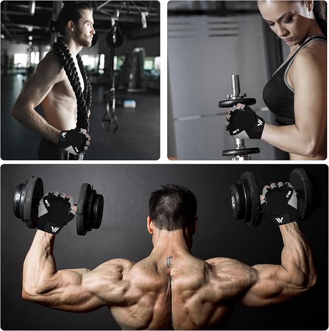 WESTWOOD FOX Gym Gloves Fitness Training Anti Slip Shock-Absorbing Weight Lifting Gloves Padded Grip Breathable Fingerless Workout Support for Men Women Cycling Exercise
