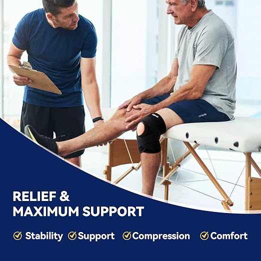 JOMVD Knee Brace for Knee Pain, Meniscus Tear, Adjustable Knee Support with Side Spring Stabilizers for Meniscus Tear, ACL, Arthritis, Knee Pain Relief, Women and Men, X-Large