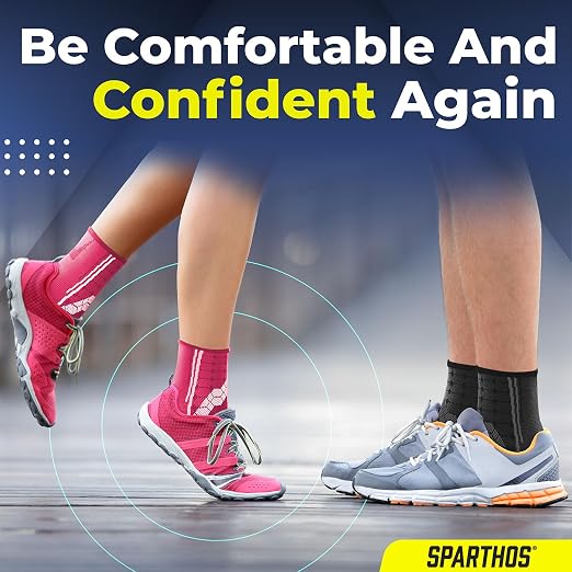 Sparthos Ankle Brace for Women & Men, Foot Compression Sleeve - Pink-XL