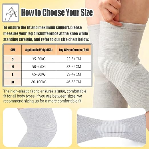 Bamboo Charcoal Compression Knee Sleeve - Elastic Knee Braces for Men & Women - Breathable Knee Support for Arthritis, Running, Workout, Joint Pain Relief(Gray, Large)