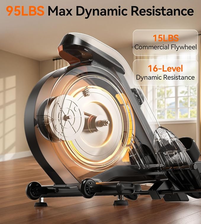 YOSUDA Rowing Machine for Home, Magnetic Rower Machine for Beginners to Athletes, Use with Resistance Adjustment Function, Bluetooth, App Supported, LCD Monitor, and Comfortable Seat Cushion