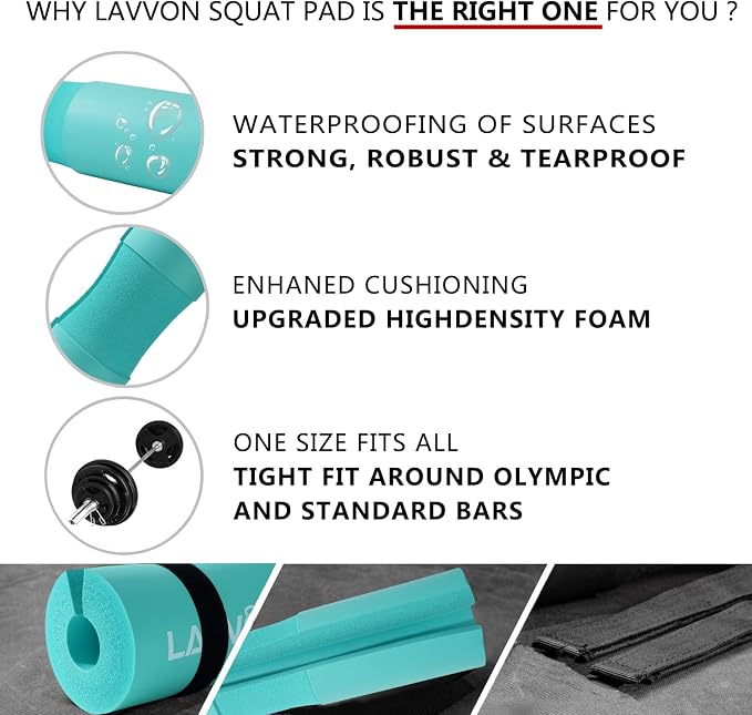 Barbell Pad Set - Hip Thrusts Pads for Squat&Lunges/Bench Press Bar Padding | Standard Olympic Weight Bar Foam Pad,Gym Accessories for Women with Bar Bad -With Ankle Straps,Wrist Straps for Weightlifting