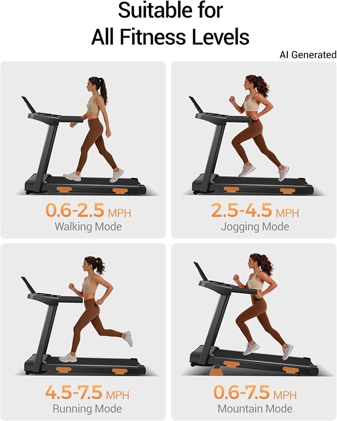 16% Foldable Incline Treadmills for Home, 12 Automatic Modes