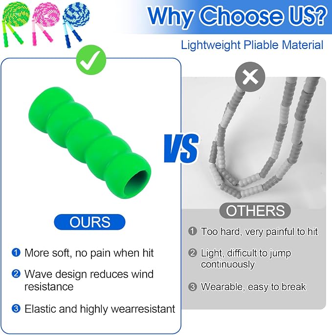 Jump Rope for Kids, 9 Ft Adjustable Jump Ropes for 4 5 6 7 8 10 12, Segmented Soft Beaded Jumping Rope Age 8-12, Tangle Free Skipping Rope for Women Man Fitness Weight Loss