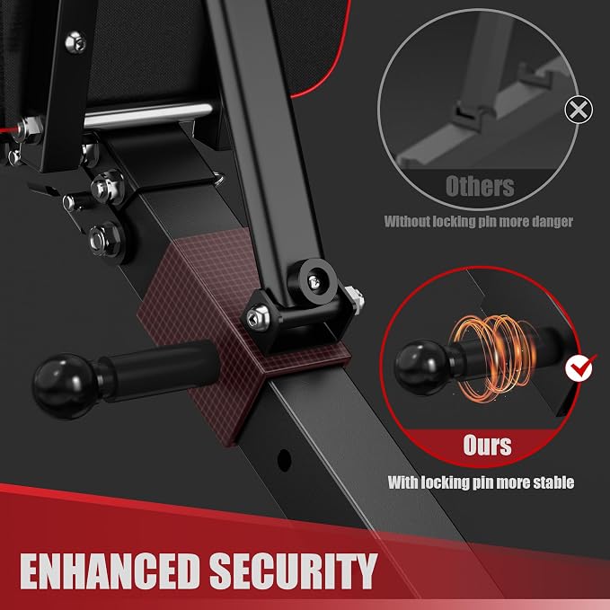 GIKPAL Adjustable Weight Bench - Workout Bench Press for Home Gym | Foldable Incline Decline Sit up Exercise Bench for Full Body Strength Training w/Leg Extension and Preacher Pad