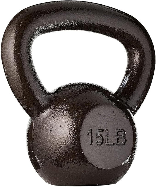 Amazon Basics Cast Iron Kettlebell for Strength Training, Textured Wide Handle, Black