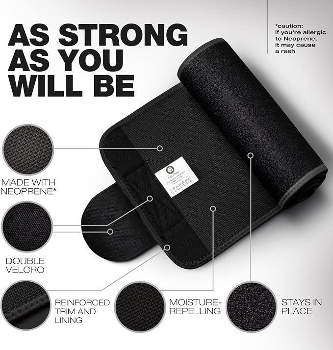 Premium Waist Trimmer & Trainer Belt for Men and Women - Sweat-Enhancing Slimming Wrap for Stomach, Adjustable Fit