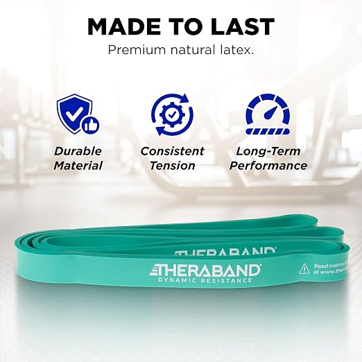 THERABAND High Resistance Band, 25 lbs, Medium, Green, Physical Therapy | Resistance band for exercise, physical therapy and stretching, with progressive color-coded levels