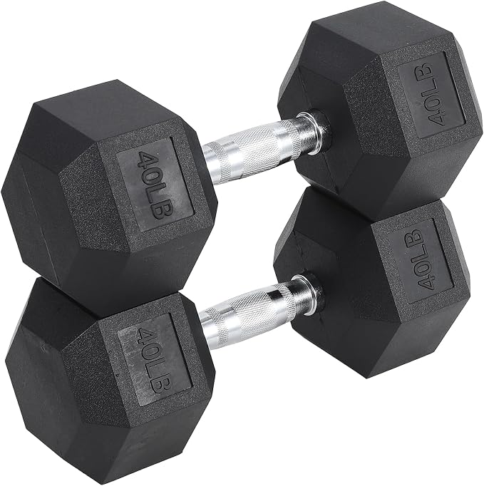 Hex Dumbbells Set for Home Gym – PVC/PEV Coated, Anti-Roll Design, Non-Slip Grip, Cast Iron Core – Versatile Strength Training Weights, 100LB Total (25LB×2+30LB×2)