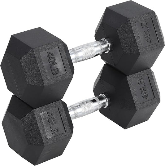 Hex Dumbbells Set for Home Gym – PVC/PEV Coated, Anti-Roll Design, Non-Slip Grip, Cast Iron Core – Versatile Strength Training Weights, 100LB Total (25LB×2+30LB×2)