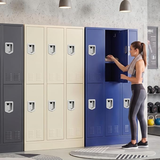 BUTISOW 72" 6 Door 16-Gauge Steel Employee Lockers, Lockable for Gym | Padlock Compatible, 6 Door, 12 Hanging Hooks, Ventilated, Adjustable Shelf, Powder Coated, Rust Resistant, 72 Inch Height