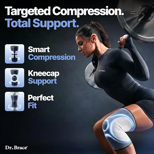 DR. BRACE Elite Compression Knee Brace for Women & Men, (2-Pack) Knee Support Compression Sleeve, Workout Sports Knee Braces for Meniscus Tear, ACL & Arthritis Pain Relief - Check Size Guide Video (Uranus, Small)
