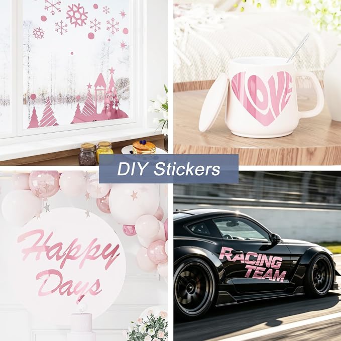 WESTICK Rose Gold Vinyl Self Adhesive Pink Chrome Permanent Vinyl 15.8” X 394” Flexible Mirror Contact Paper Easy to Cut Mirror Wallpaper Peel and Stick Wall Stickers for Cabinets DIY Crafts Decal