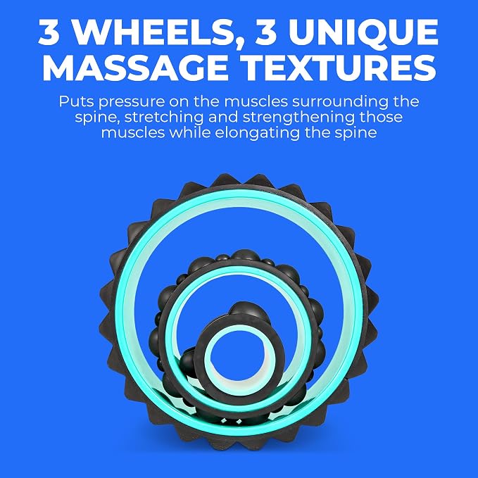Chirp Wheel XR Acupressure Back Roller Set, 3-Pack, Mint | Acupressure Back Roller Set, Textured Foam Roller for Trigger Points, Deep Tissue Massage, 4/6/10 in