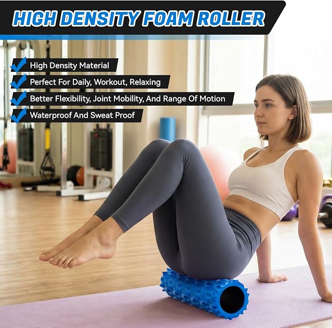 Foam Roller for Deep Tissue Massager High Density Massage Roller | Exercise Patented Roller for Muscle Massage and Myofascial Trigger Point Release Back Roller Improves Mobility (15" Blue)