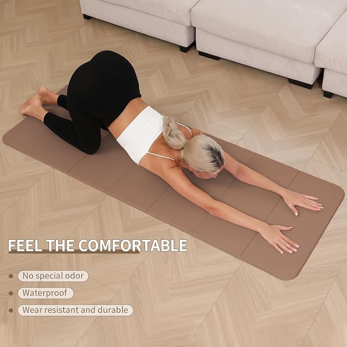 PAIDU Foldable Yoga Mat 10mm Thick, 75"x26" Non-Slip Fitness Exercise Mat | SGS Certified| uick Fold，Easy Storag，Portable for Yoga/Pilates/Studio/Home Workout