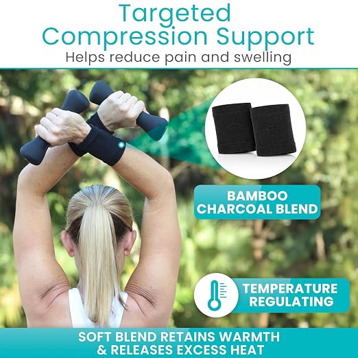 Vive Wrist Compression Sleeves for Women & Men (Pair) - Elastic Support | Wristband for Pain Relief & Circulation - Wrist Support for Carpal Tunnel, Arthritis, Tendonitis - Great for Sports Injury