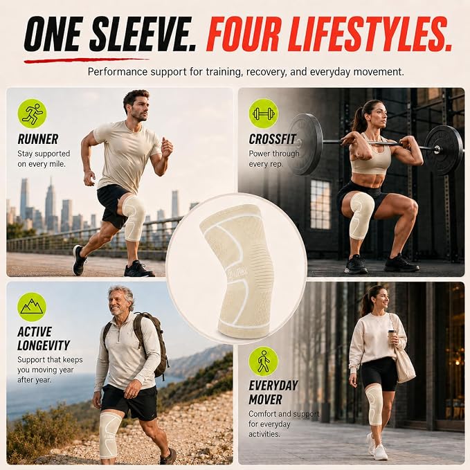 Knee Brace for Men and Women Knee Compression Sleeve Knee Support Wraps for Arthritis Joint Pain Relief, Workout, Swelling, Sports, Circulation, Running, Recovery for ACL & Meniscus Tear