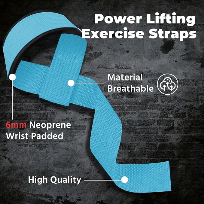 WSAKOUE Lifting Straps, Weightlifting Straps, Deadlift Straps with Padded Neoprene for Power Lifting, Bodybuilding, Gym Workout, Strength Training & Fitness Workout, Resistance