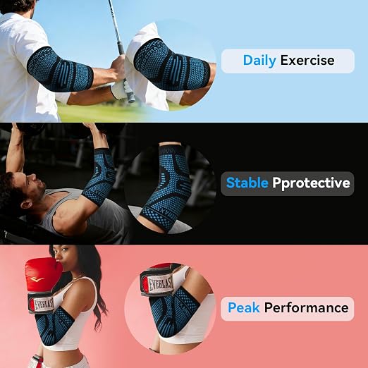 INDEEMAX Copper Elbow Compression Sleeve, 2 Pack Elbow Brace for Tendonitis | Elbow Sleeve for Women Men, Arm Support for Tennis & Golfer's Elbow, Joint Pain Relief, Arthritis, Bursitis, Weightlifting