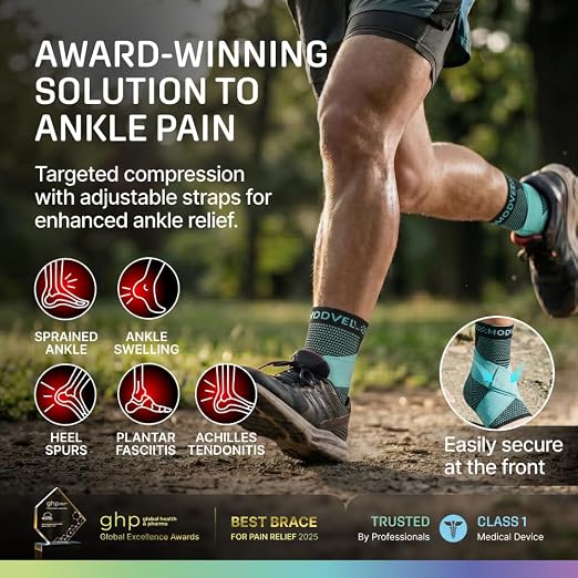 Modvel Foot & Ankle Brace Socks with Adjustable Support Strap – Compression Sleeve for Sprained Ankle, Plantar Fasciitis Relief Tendonitis & Arthritis, Stabilizing Foot & Ankle Support for Women & Men